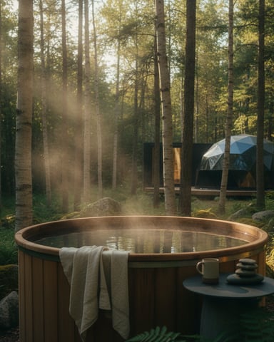 Hot tub in the forest
